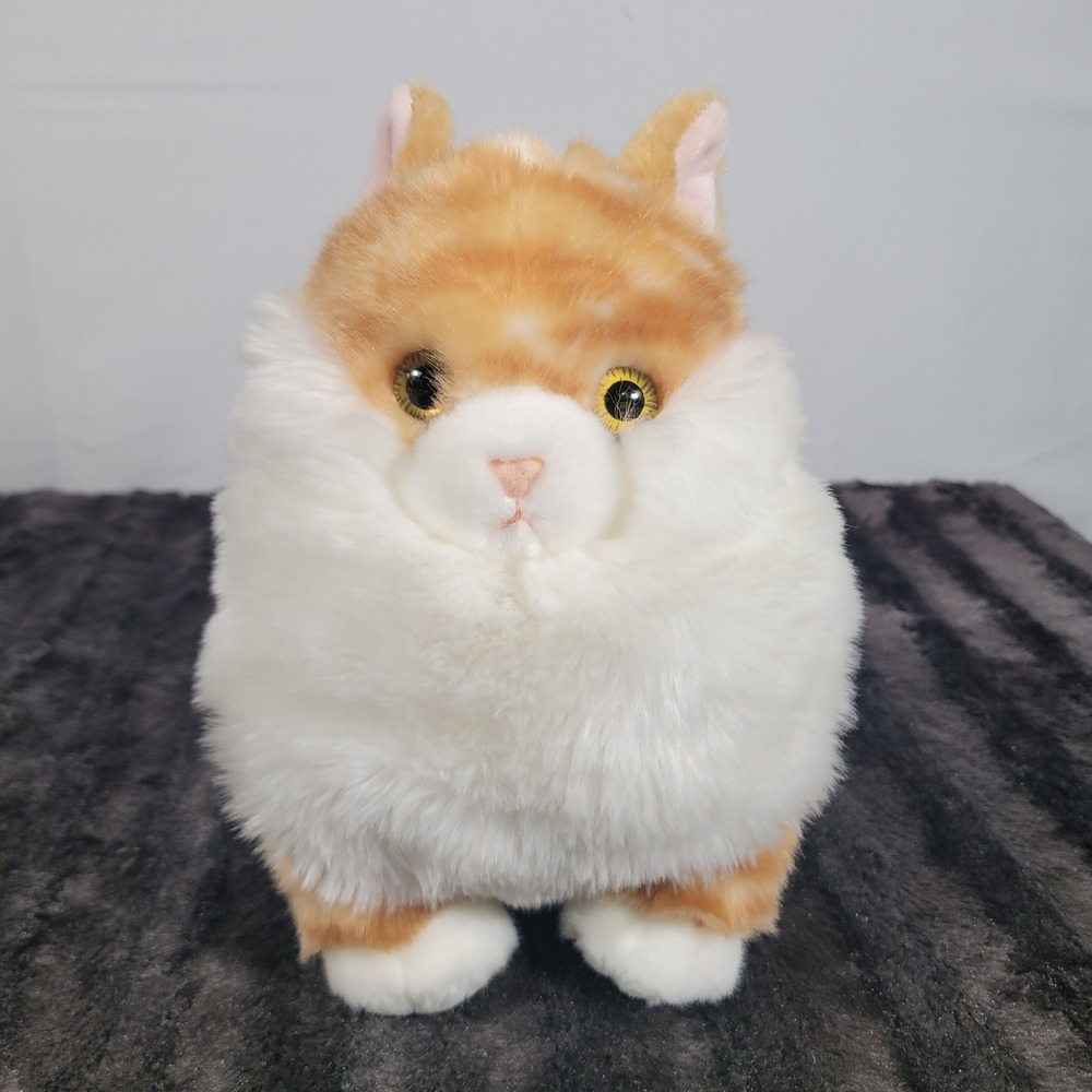 Aurora World Fat Cat Ginger Tabby Plush Orange White Striped Stuffed Animal